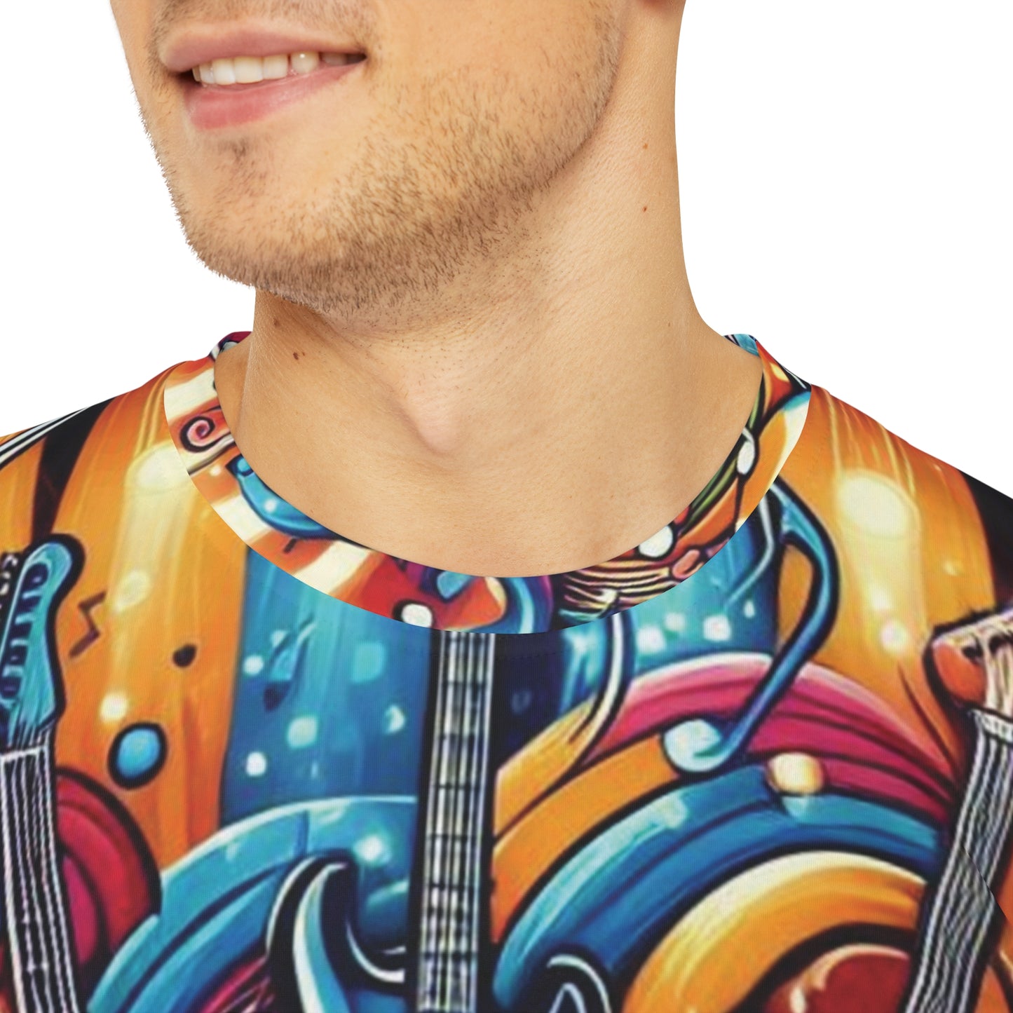 Groovy Musical Vibes Men's Polyester Tee - Perfect for Concert Lovers!