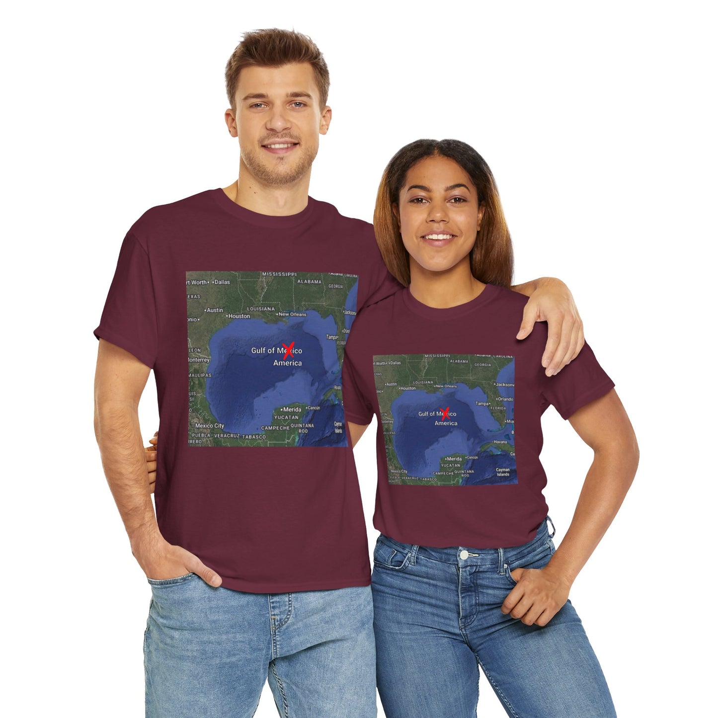 Gulf of Mexico Map Unisex Heavy Cotton Tee - Casual Geography T-Shirt