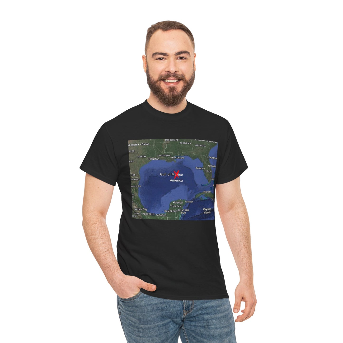 Gulf of Mexico Map Unisex Heavy Cotton Tee - Casual Geography T-Shirt