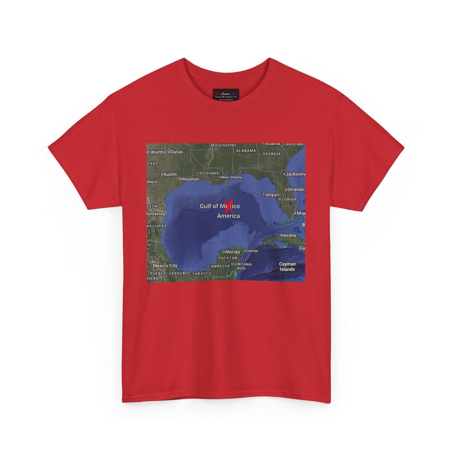 Gulf of Mexico Map Unisex Heavy Cotton Tee - Casual Geography T-Shirt