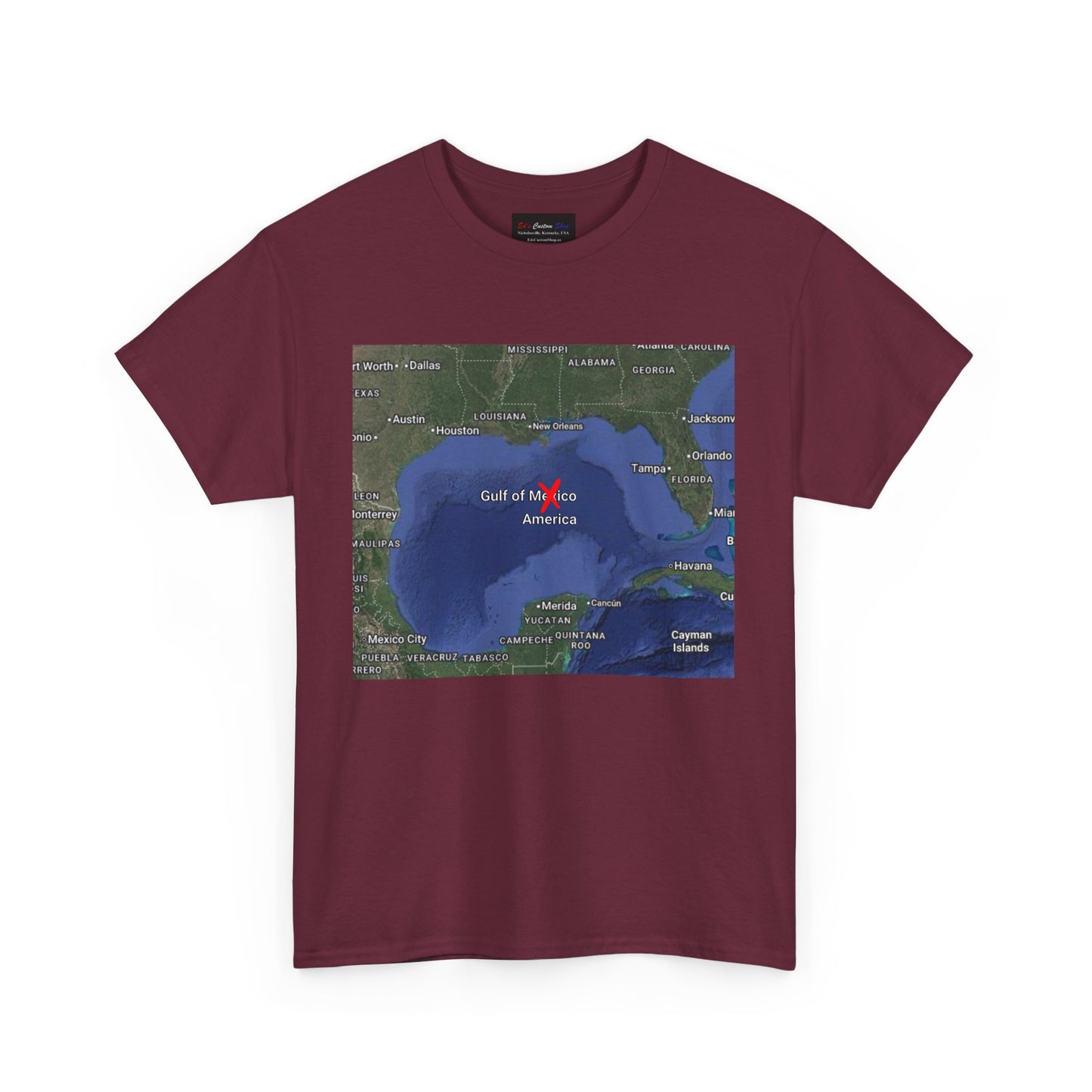 Gulf of Mexico Map Unisex Heavy Cotton Tee - Casual Geography T-Shirt