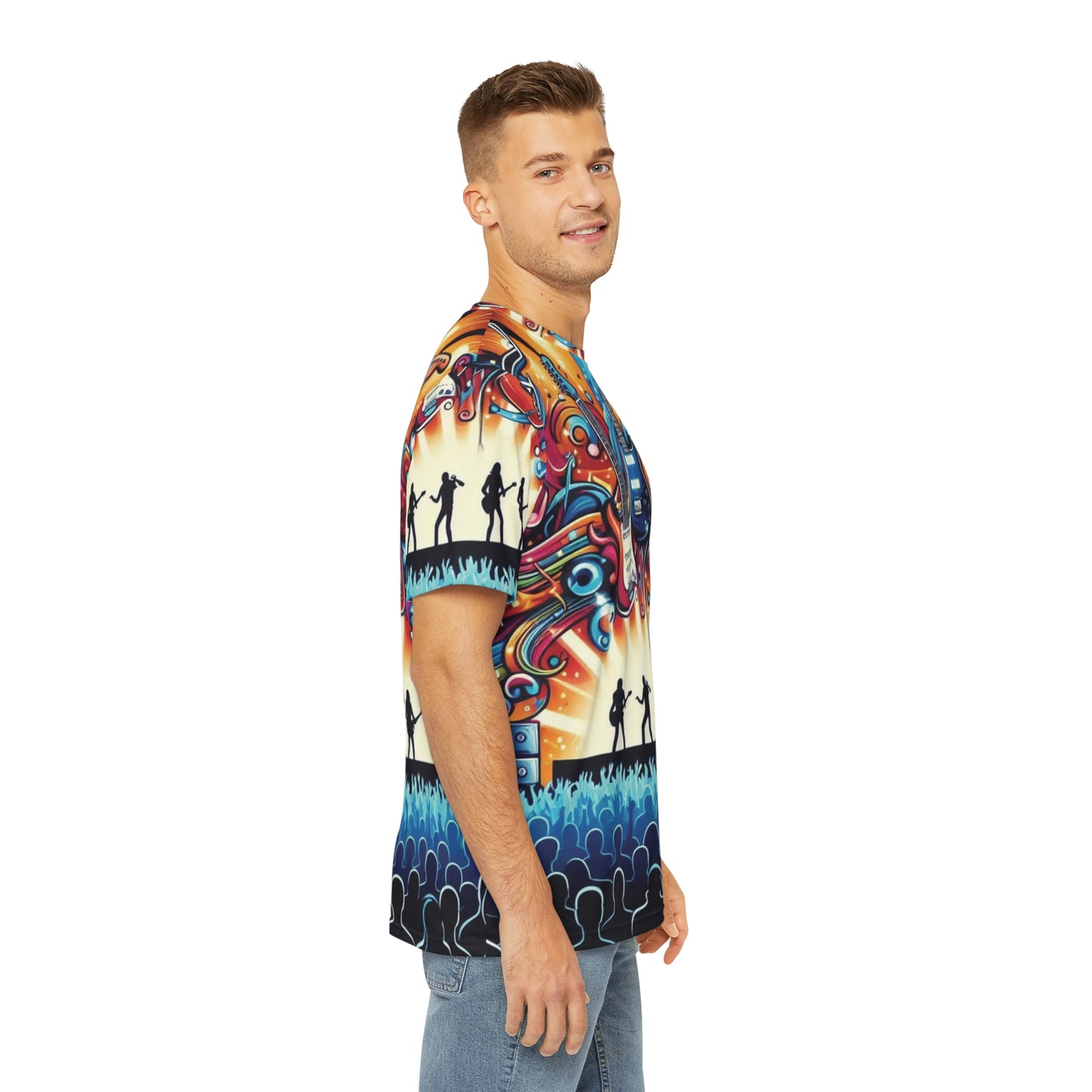 Groovy Musical Vibes Men's Polyester Tee - Perfect for Concert Lovers!