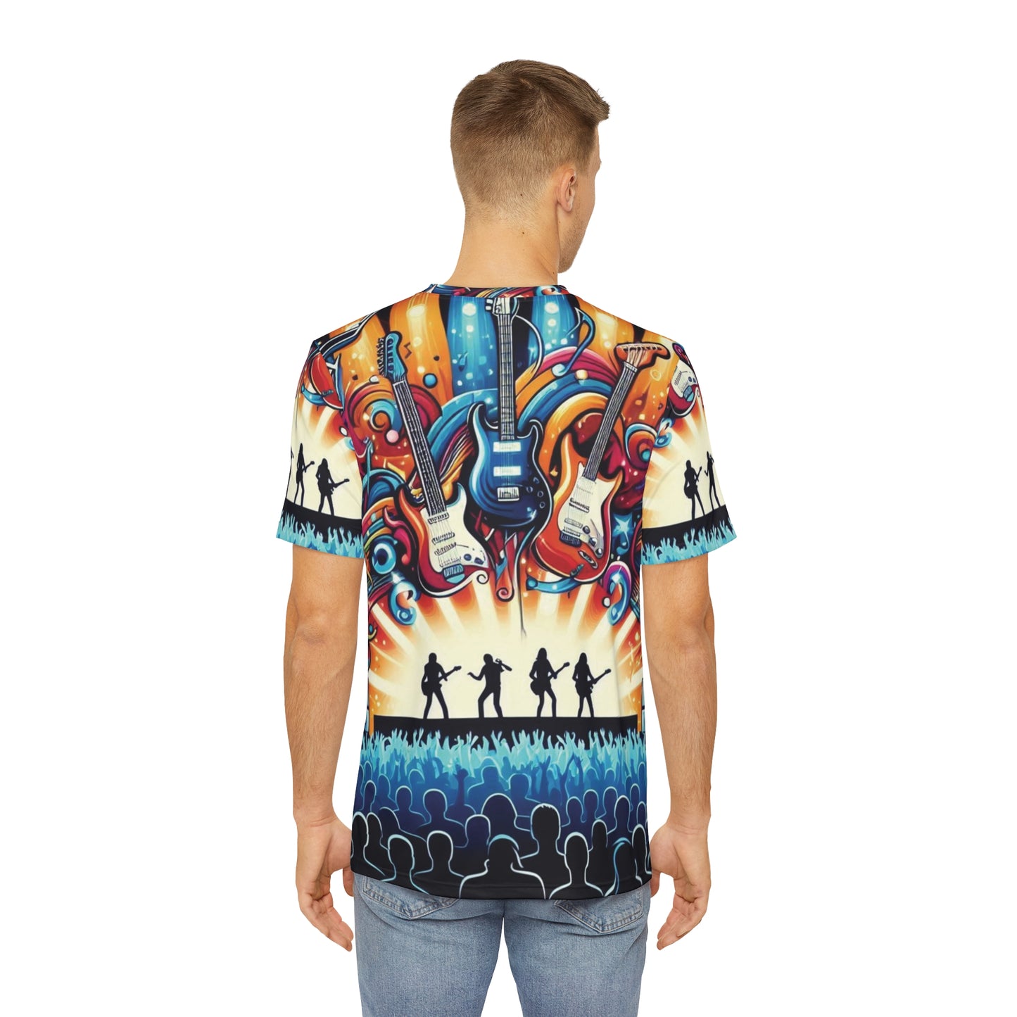 Groovy Musical Vibes Men's Polyester Tee - Perfect for Concert Lovers!