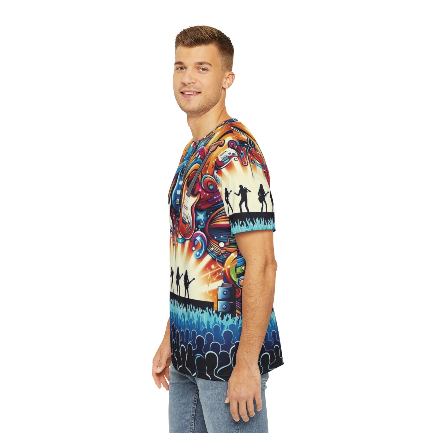 Groovy Musical Vibes Men's Polyester Tee - Perfect for Concert Lovers!