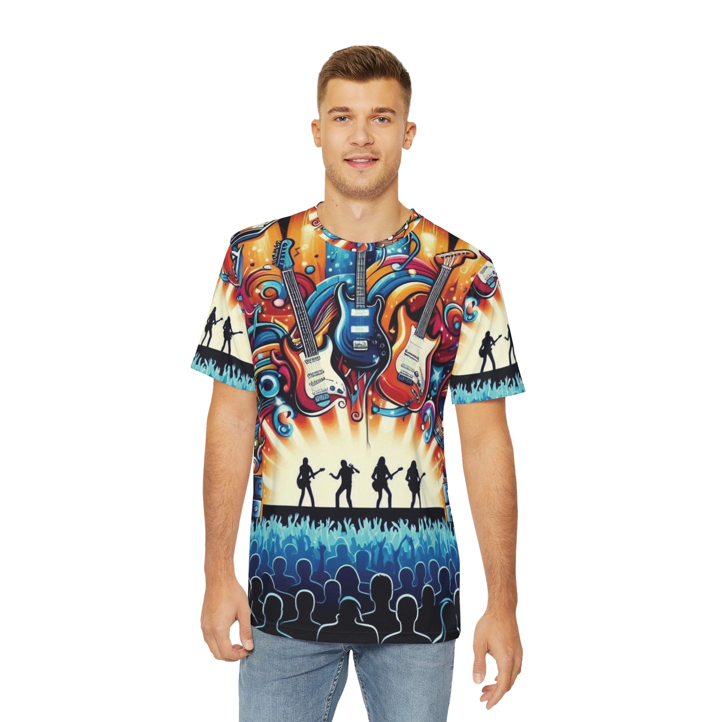 Groovy Musical Vibes Men's Polyester Tee - Perfect for Concert Lovers!