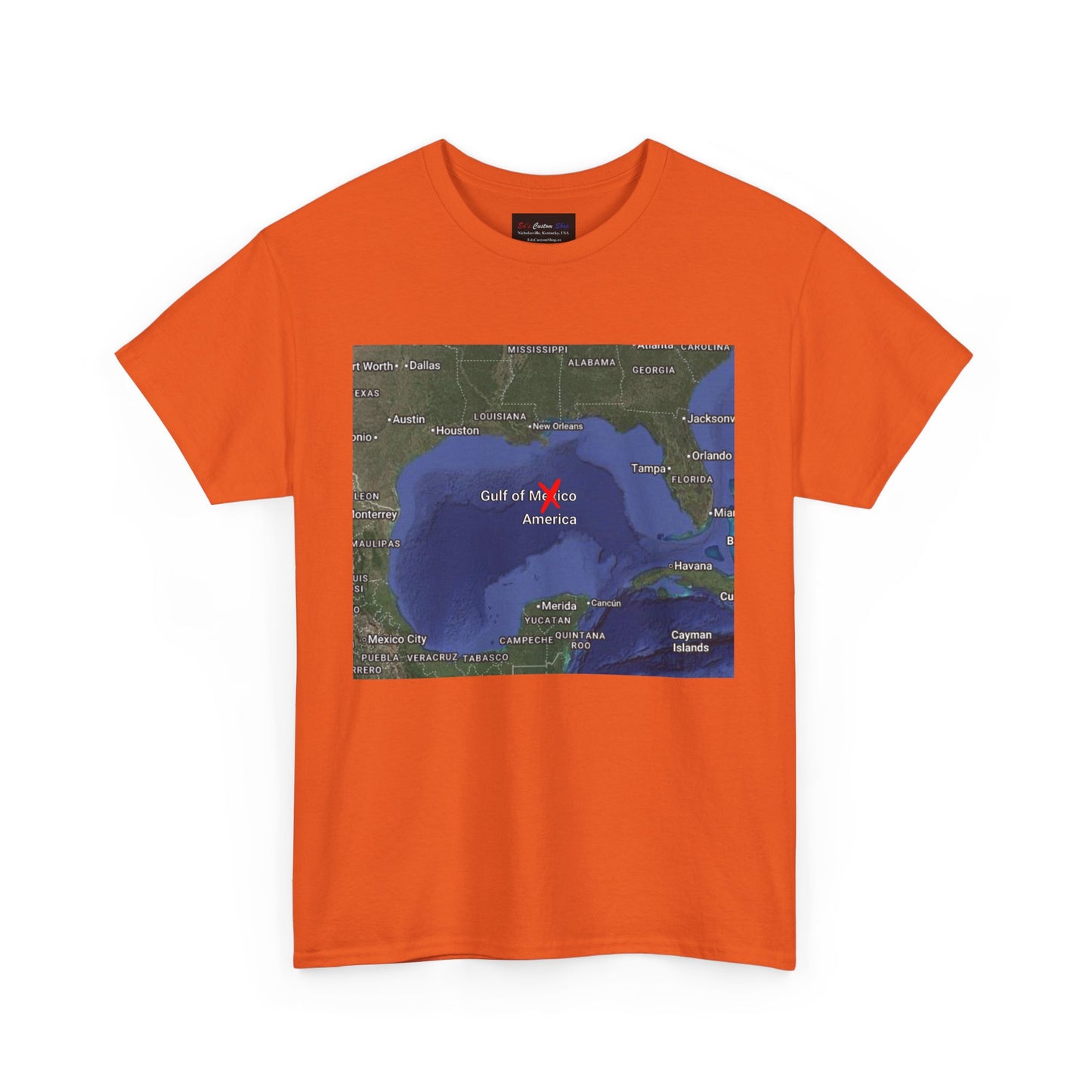 Gulf of Mexico Map Unisex Heavy Cotton Tee - Casual Geography T-Shirt