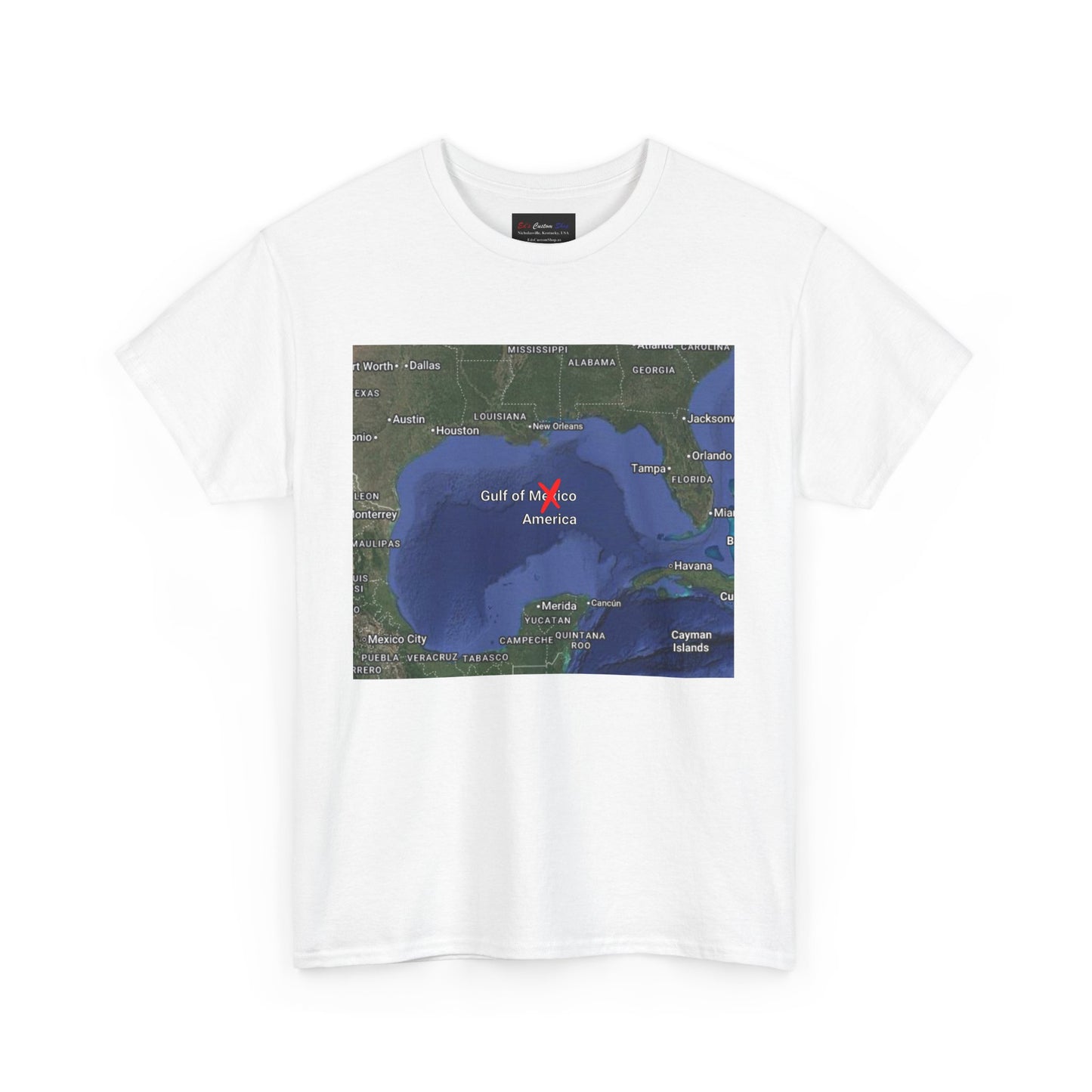 Gulf of Mexico Map Unisex Heavy Cotton Tee - Casual Geography T-Shirt